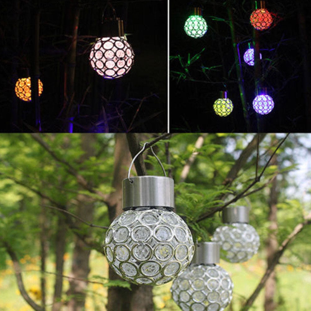 Solar Power LED Hanging Ball Pendant Lamp Christmas Garden Path Landscape Light