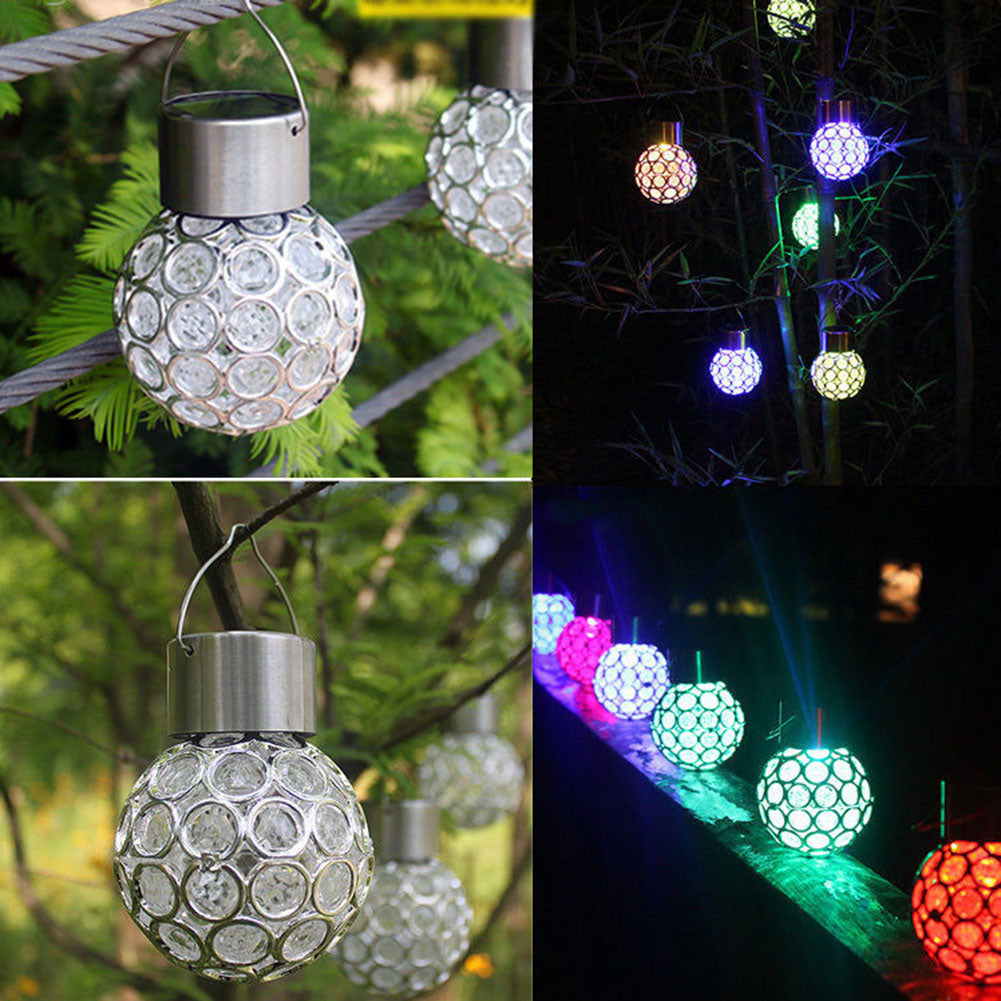 Solar Power LED Hanging Ball Pendant Lamp Christmas Garden Path Landscape Light