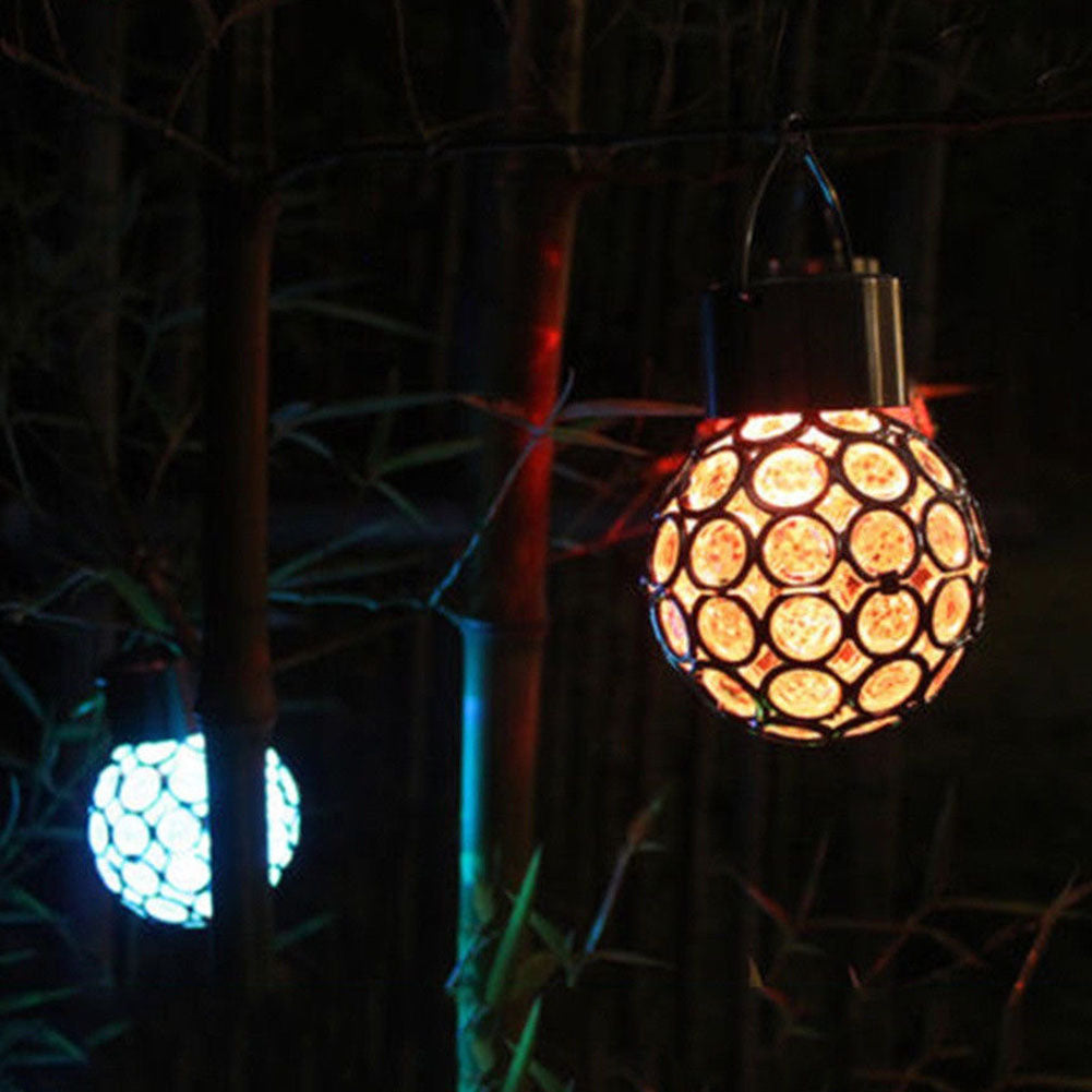 Solar Power LED Hanging Ball Pendant Lamp Christmas Garden Path Landscape Light