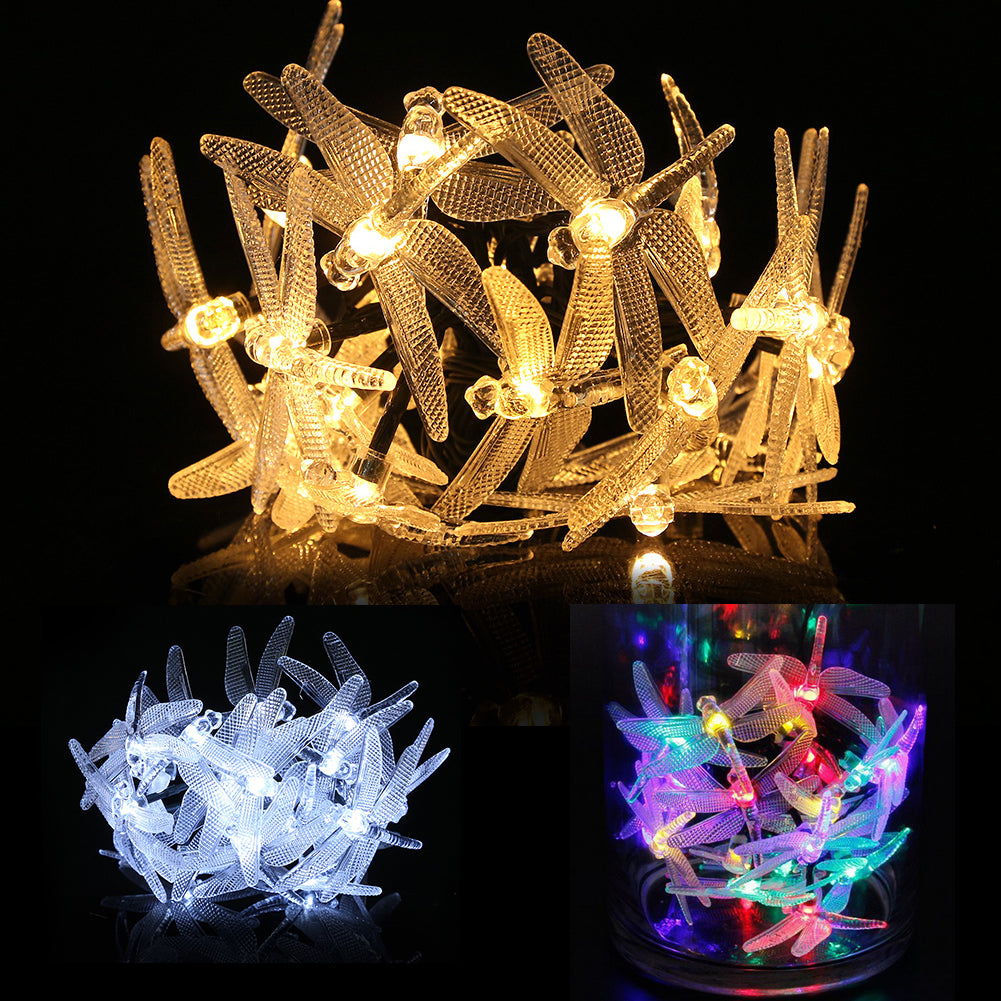 Dragonfly 20 LED 8 Modes Solar String Light Christmas Tree Party Decoration