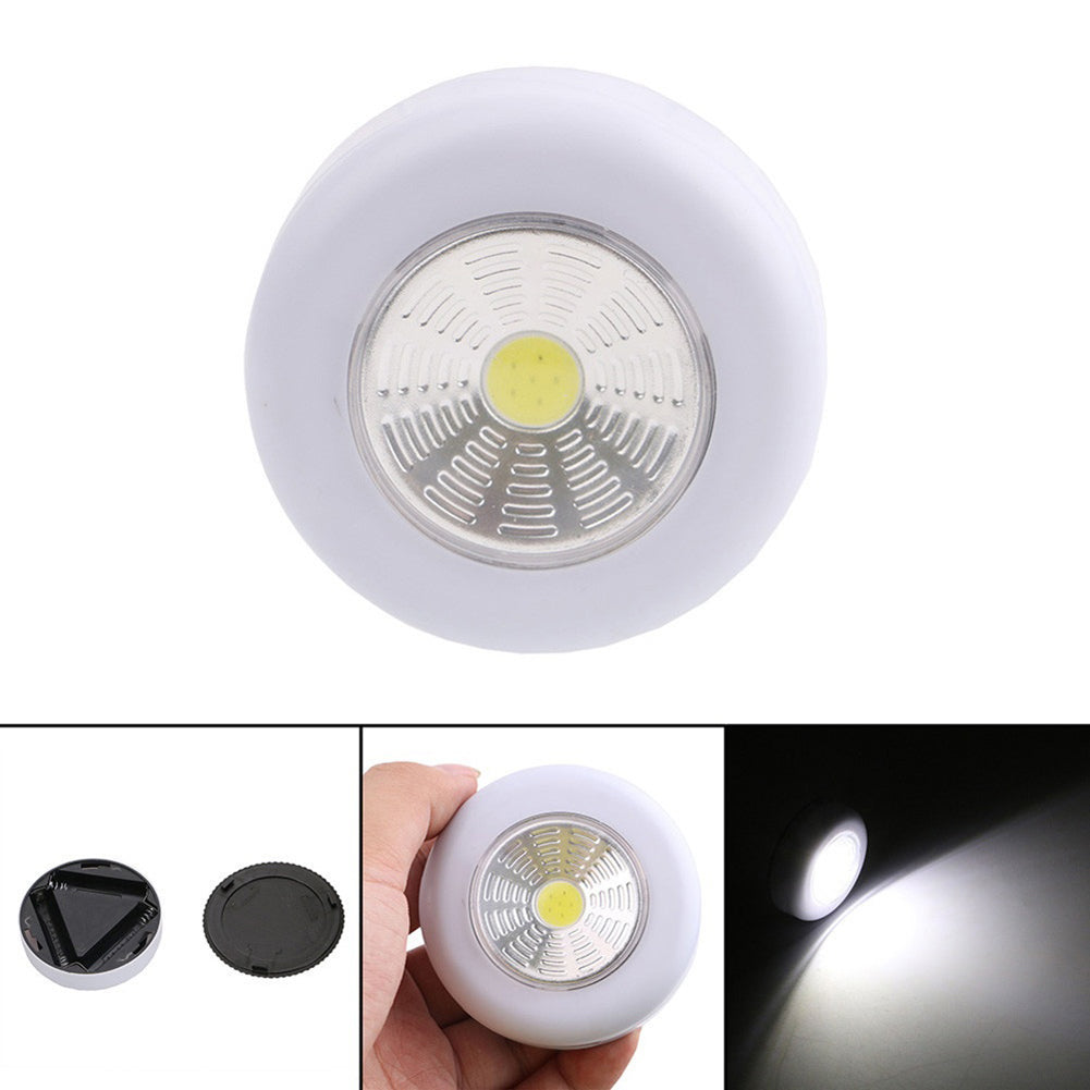 Wireless Push Tap COB Night Light Home Kitchen Cabinet Closet Stick On Lamp