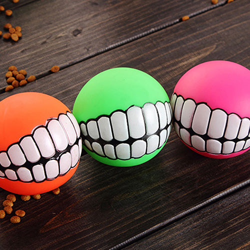 Funny Pets Dog Puppy Cat Ball Teeth Toy PVC Chew Sound Dogs Play Fetching Toys