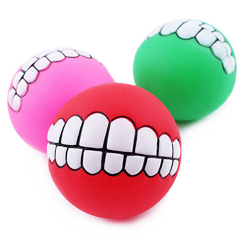 Funny Pets Dog Puppy Cat Ball Teeth Toy PVC Chew Sound Dogs Play Fetching Toys
