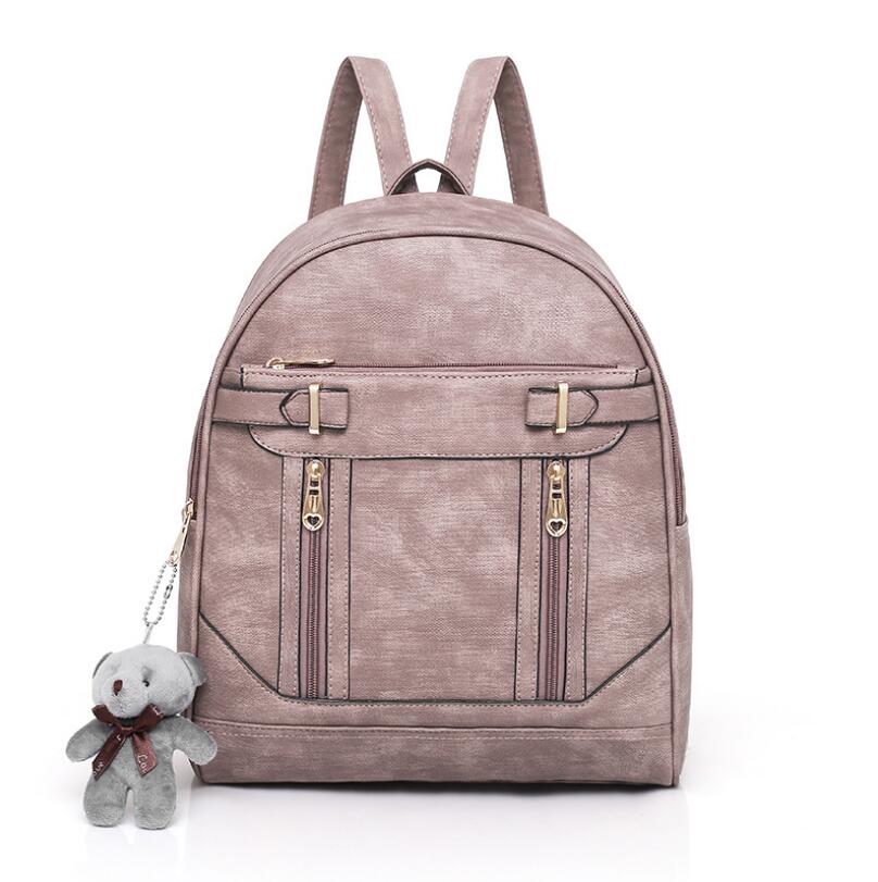 2018 new women's leather backpack personality fashion Mochila Feminina college wind ladies small bag ladies travel bag