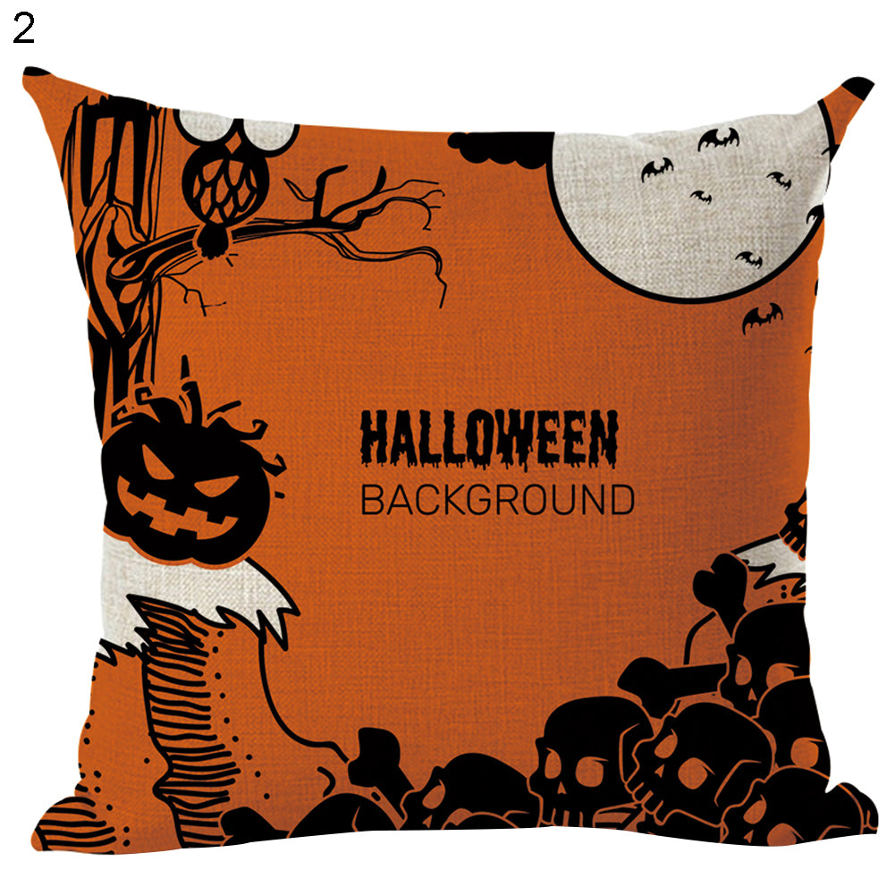 Happy Halloween Pumpkin Zombie Linen Throw Pillow Case Cushion Cover Decoration