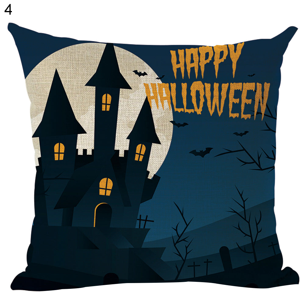 Happy Halloween Pumpkin Zombie Linen Throw Pillow Case Cushion Cover Decoration