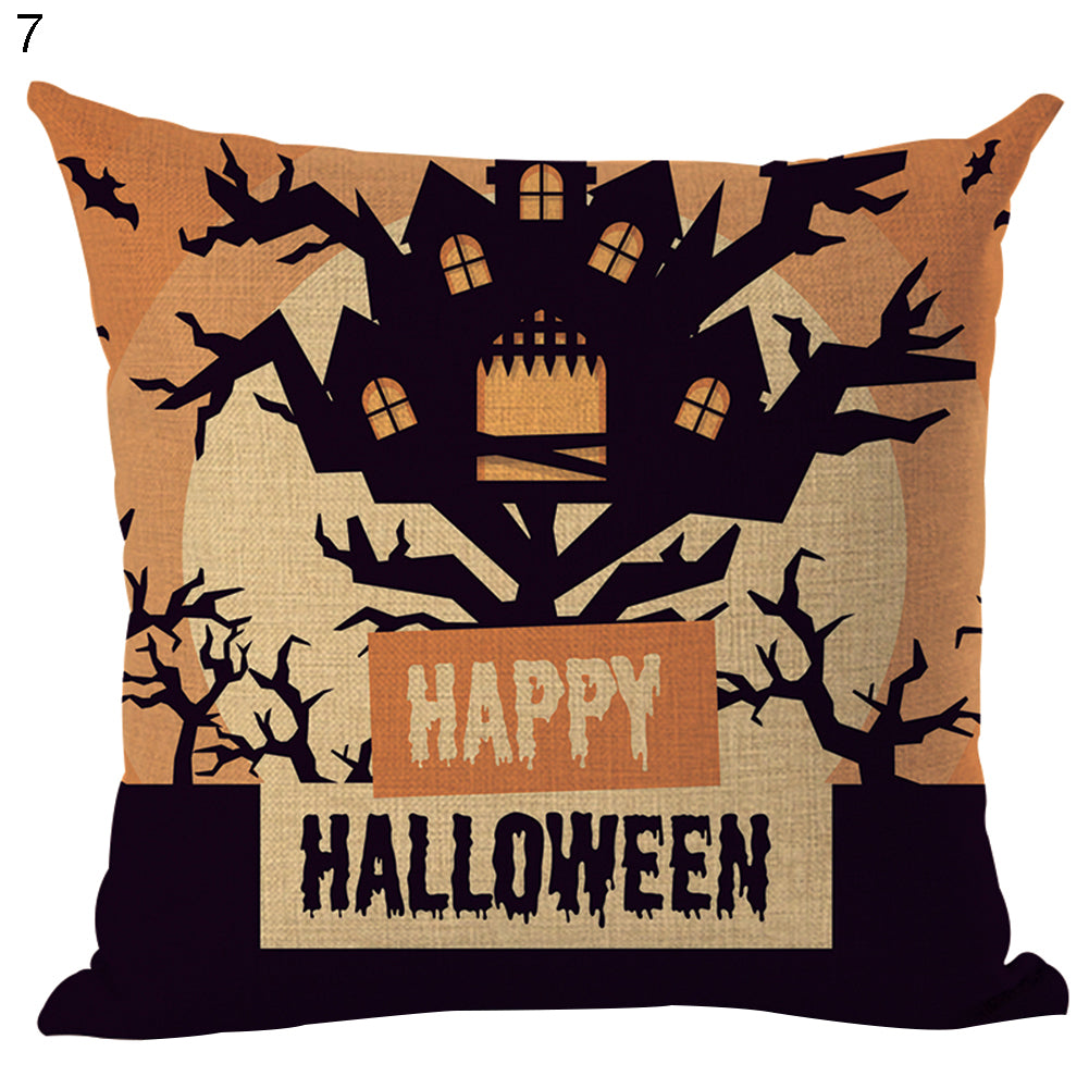 Happy Halloween Pumpkin Zombie Linen Throw Pillow Case Cushion Cover Decoration