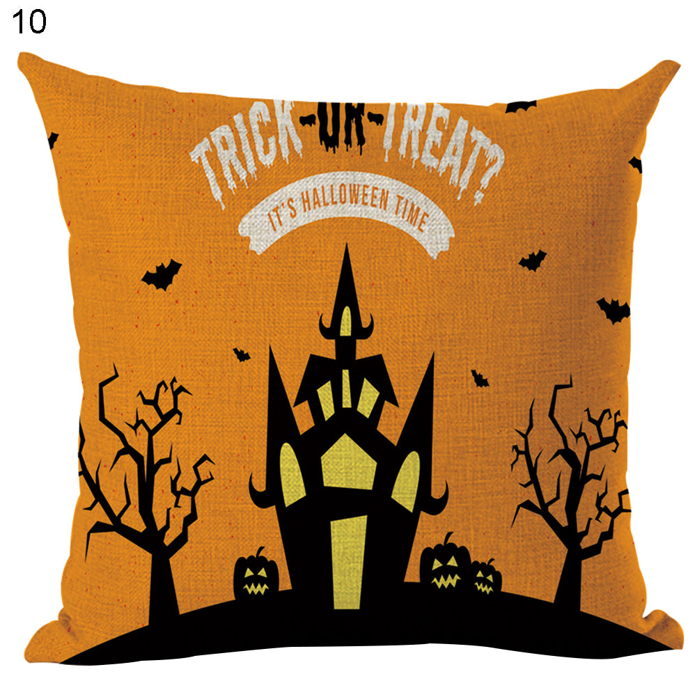Happy Halloween Pumpkin Zombie Linen Throw Pillow Case Cushion Cover Decoration