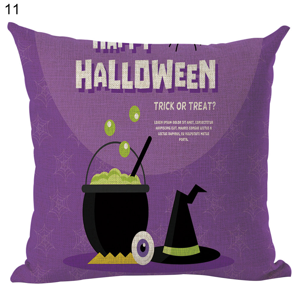 Happy Halloween Pumpkin Zombie Linen Throw Pillow Case Cushion Cover Decoration