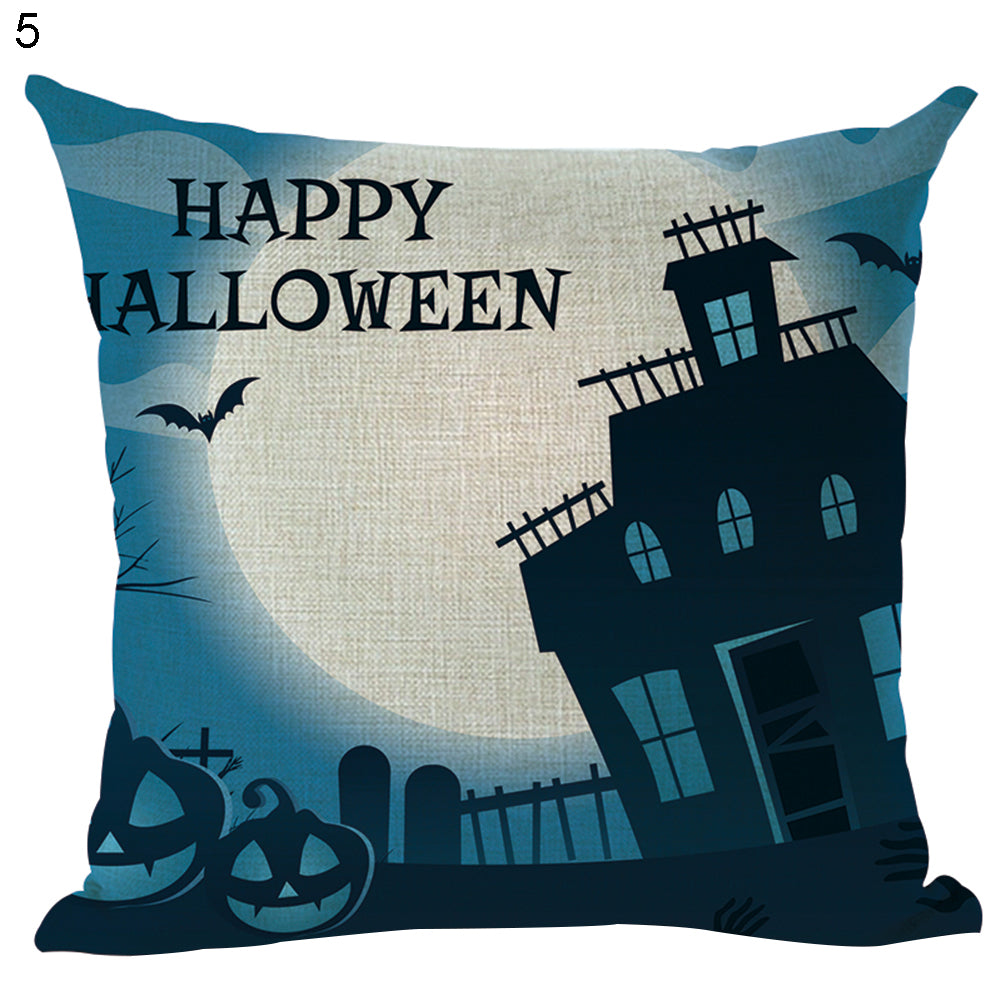 Happy Halloween Pumpkin Zombie Linen Throw Pillow Case Cushion Cover Decoration