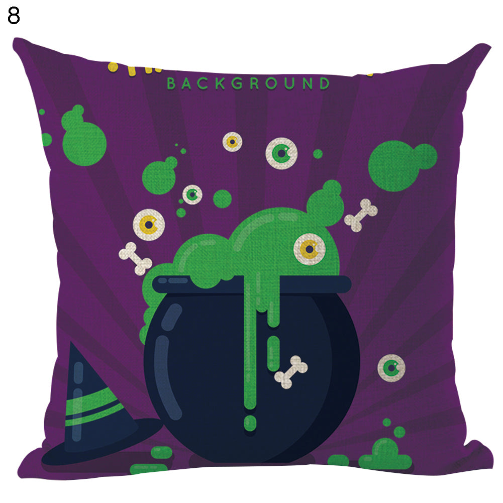 Happy Halloween Pumpkin Zombie Linen Throw Pillow Case Cushion Cover Decoration