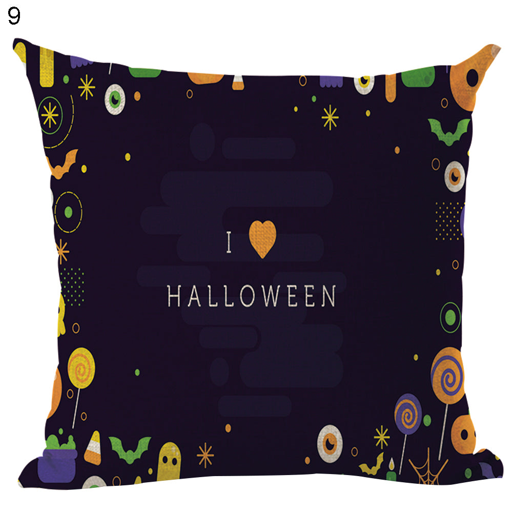 Happy Halloween Pumpkin Zombie Linen Throw Pillow Case Cushion Cover Decoration