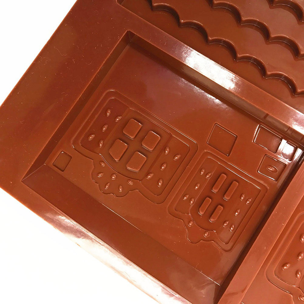 2Pcs/Set 3D Christmas House Silicone Chocolate Cake Mold Mould DIY Baking Tool