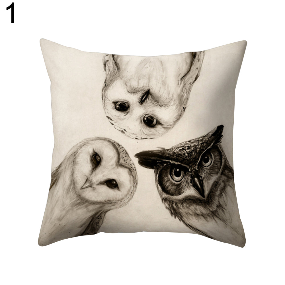 Cute Owl Animal Pillow Case Square Shape Cushion Cover Car Seat Sofa Decor