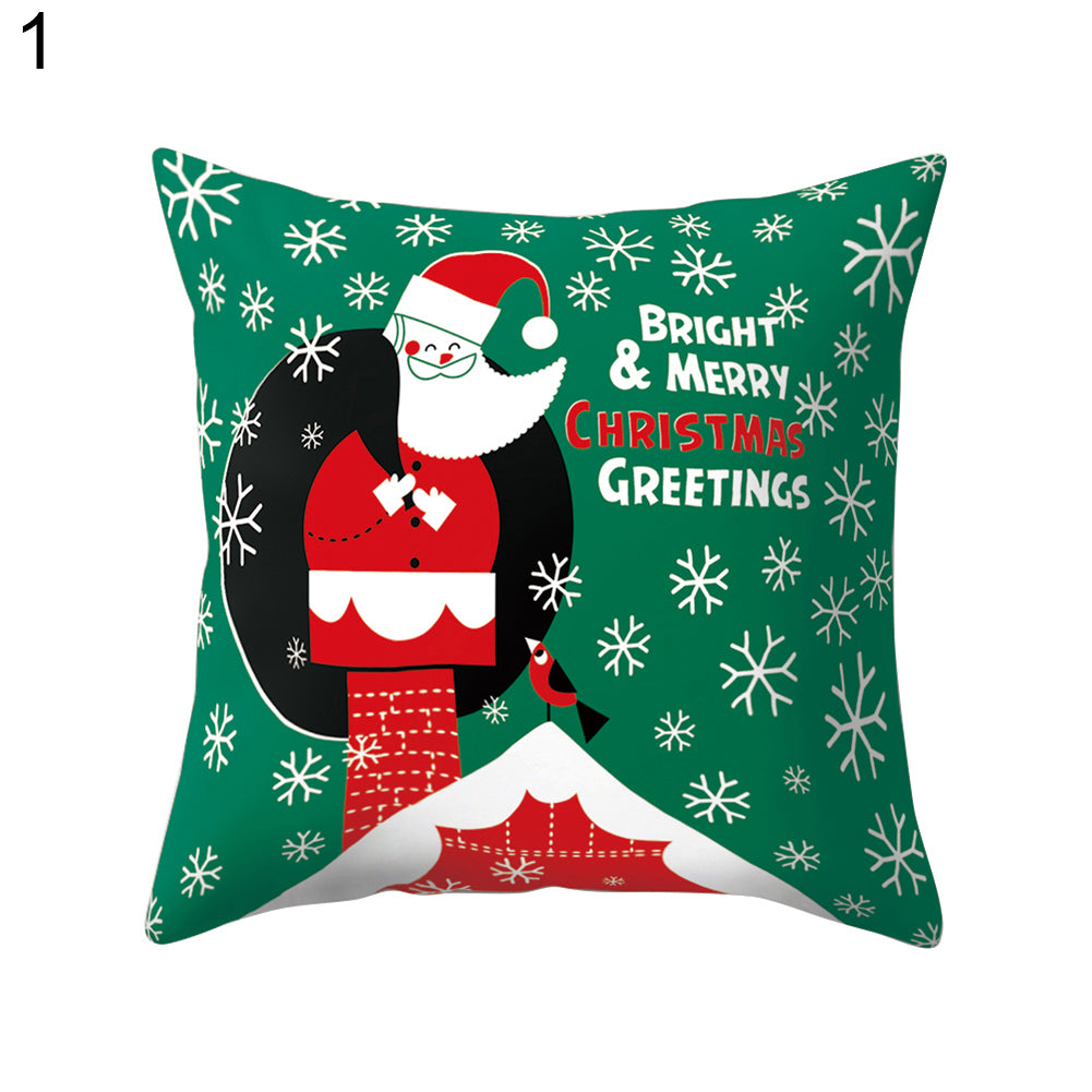 Cartoon Soft Throw Comfortable Cushion Cover Christmas Theme Pillowcase Decor