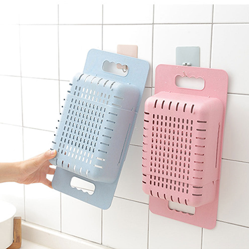 Hollowed Plastic Retractable Vegetable Basket Kitchen Fruit Washing Drain Rack