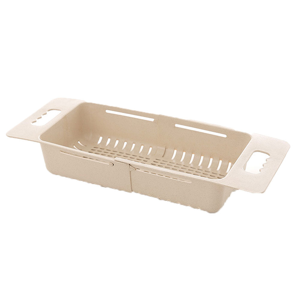Hollowed Plastic Retractable Vegetable Basket Kitchen Fruit Washing Drain Rack