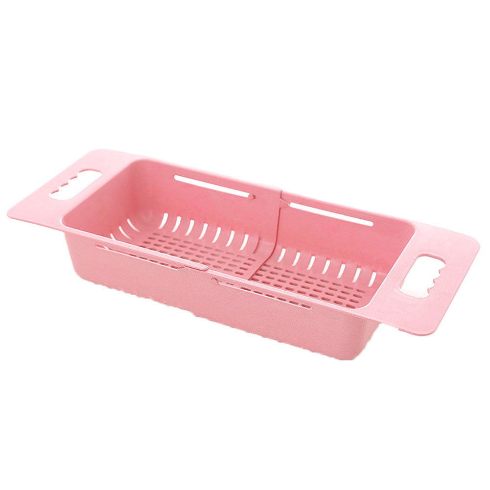 Hollowed Plastic Retractable Vegetable Basket Kitchen Fruit Washing Drain Rack