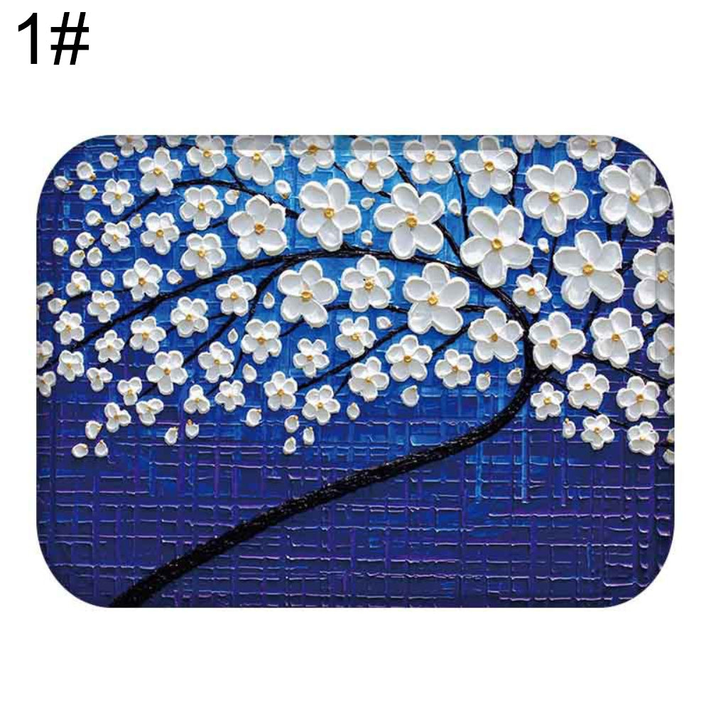 40 x 60cm Oil Painting Style Flowers Anti-slip Doormat Indoor Outdoor Mat Decor