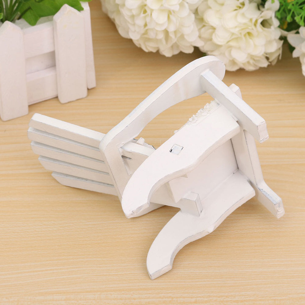 Mini Fairy Wooden Mediterranean Beach Chair Dollhouse Garden Home Decor Ornament