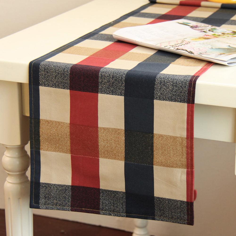 Rectangle Plaid Pattern Cotton Linen Tablecloth Table Desk Cover Kitchen Decor