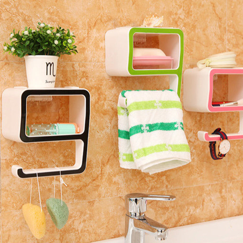 9 Shape Detachable Wall Hanging Storage Rack Bathroom Towel Organizer Holder