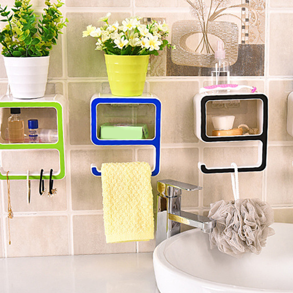 9 Shape Detachable Wall Hanging Storage Rack Bathroom Towel Organizer Holder