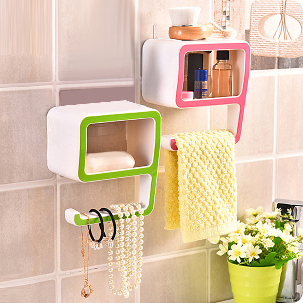9 Shape Detachable Wall Hanging Storage Rack Bathroom Towel Organizer Holder
