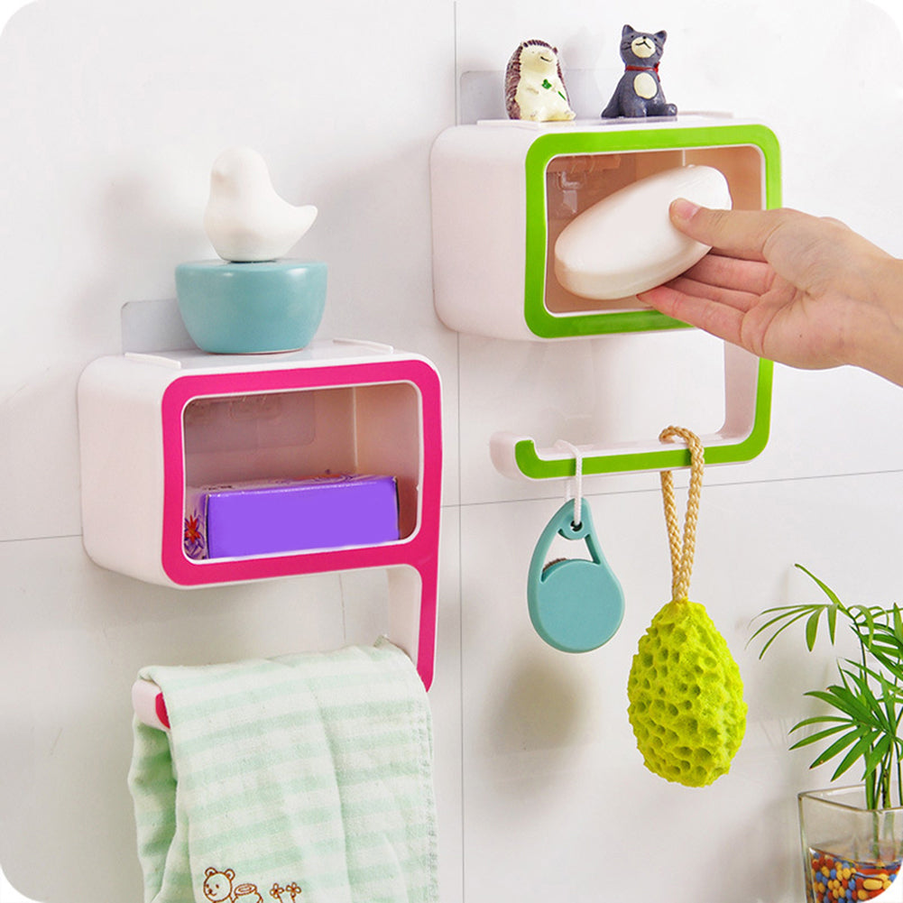 9 Shape Detachable Wall Hanging Storage Rack Bathroom Towel Organizer Holder