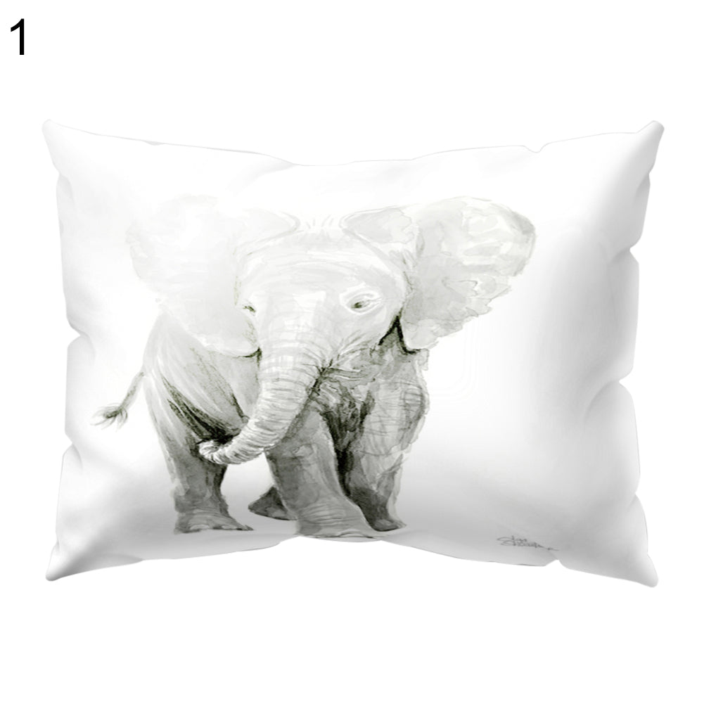 Animal Smart Elephant Throw Pillow Case Sofa Bed Cushion Cover Home Cafe Decor