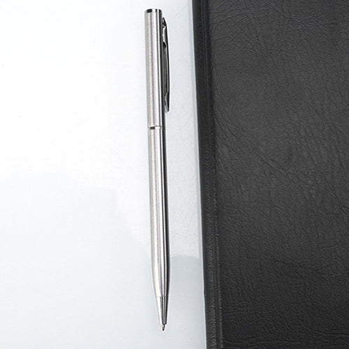 Silver Tone Metal Rotating Ballpoint Pen Slim Clip Ball-point Pen Writing Medium Gift