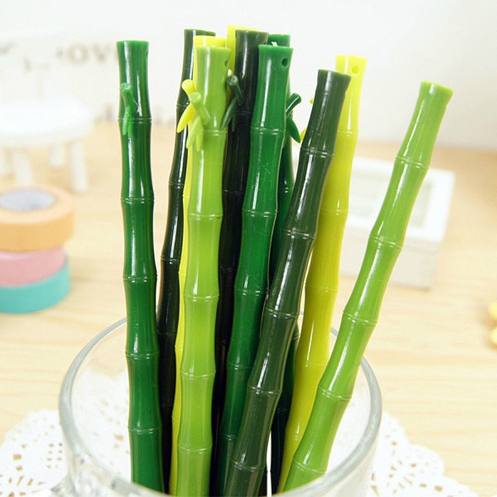5Pcs Bamboo Shape 0.38mm Ballpoint Black Gel Ink Pen School Supplies Stationery