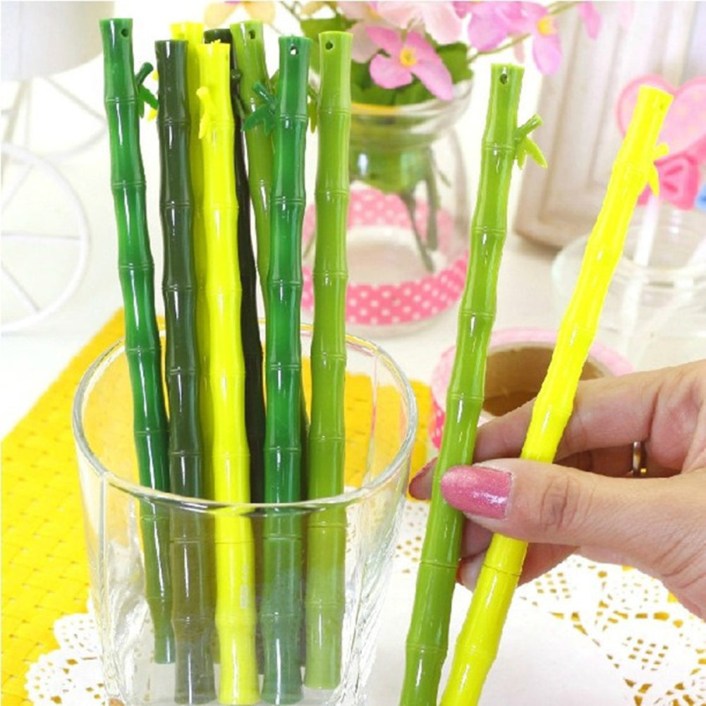 5Pcs Bamboo Shape 0.38mm Ballpoint Black Gel Ink Pen School Supplies Stationery
