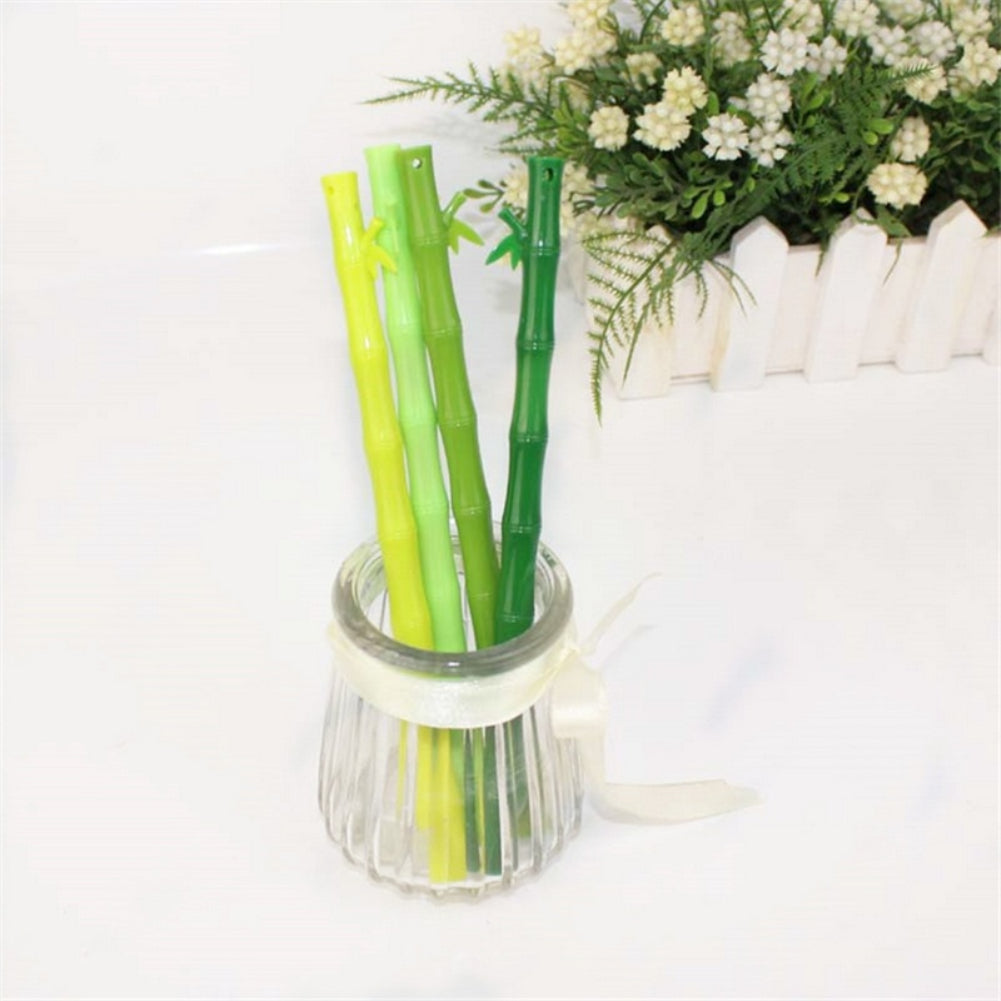 5Pcs Bamboo Shape 0.38mm Ballpoint Black Gel Ink Pen School Supplies Stationery