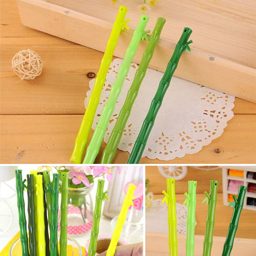 5Pcs Bamboo Shape 0.38mm Ballpoint Black Gel Ink Pen School Supplies Stationery