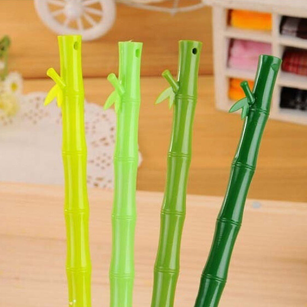 5Pcs Bamboo Shape 0.38mm Ballpoint Black Gel Ink Pen School Supplies Stationery