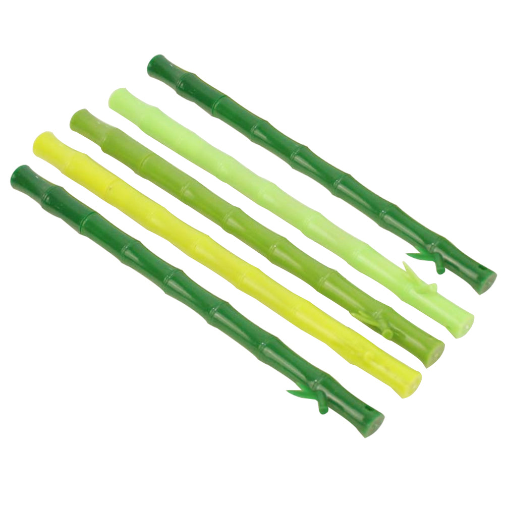 5Pcs Bamboo Shape 0.38mm Ballpoint Black Gel Ink Pen School Supplies Stationery