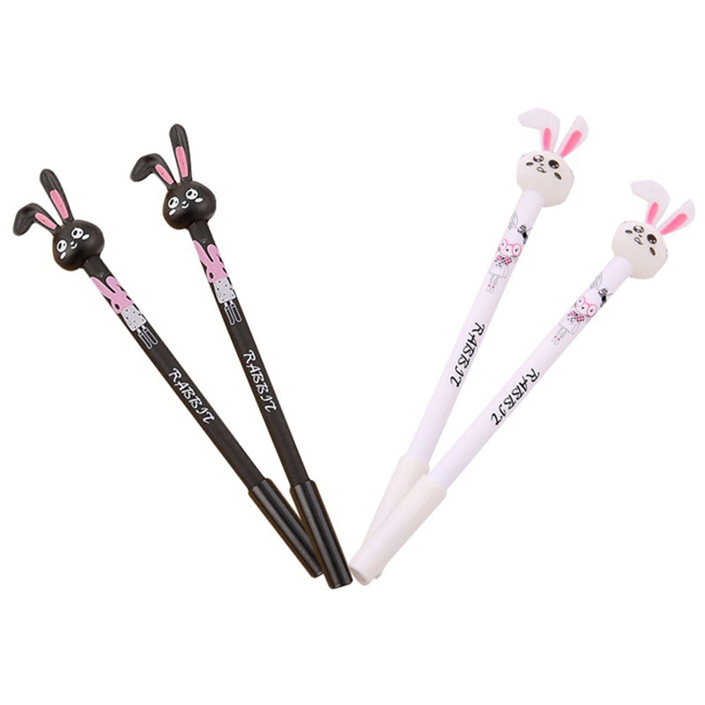 Cute Rabbit Head 0.38mm Black Ink Erasable Smooth Gel Ink Pen Student Stationary