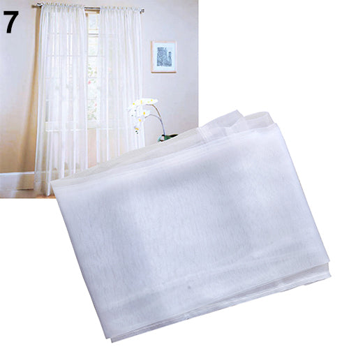 Glass Yarn Sheer Window Valance Curtain Pure Color Bedroom Home Wedding Decor