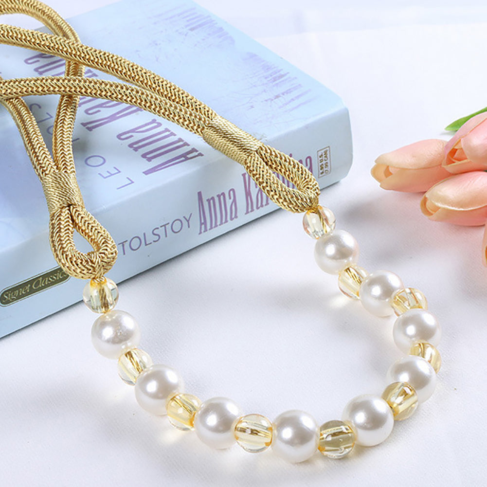 Modern Beaded Curtain Rope Tiebacks Holdback Tie Belt for Room Window Decor