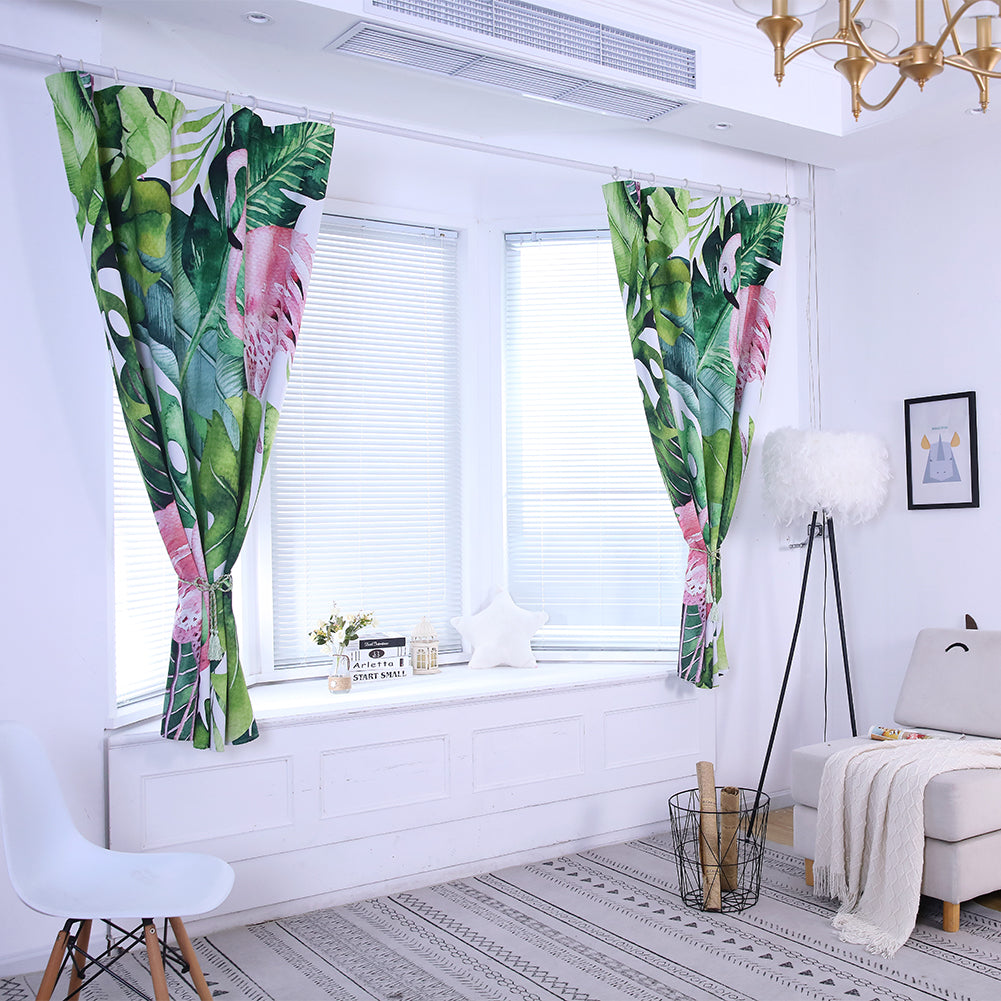 Tropical Leaves Flamingo High Shading Curtain Window Drape Valance Home Decor