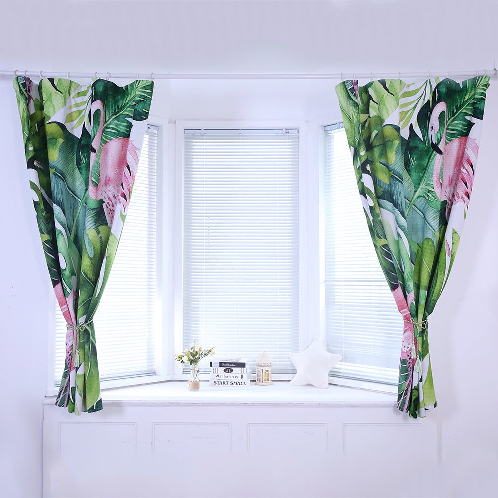 Tropical Leaves Flamingo High Shading Curtain Window Drape Valance Home Decor