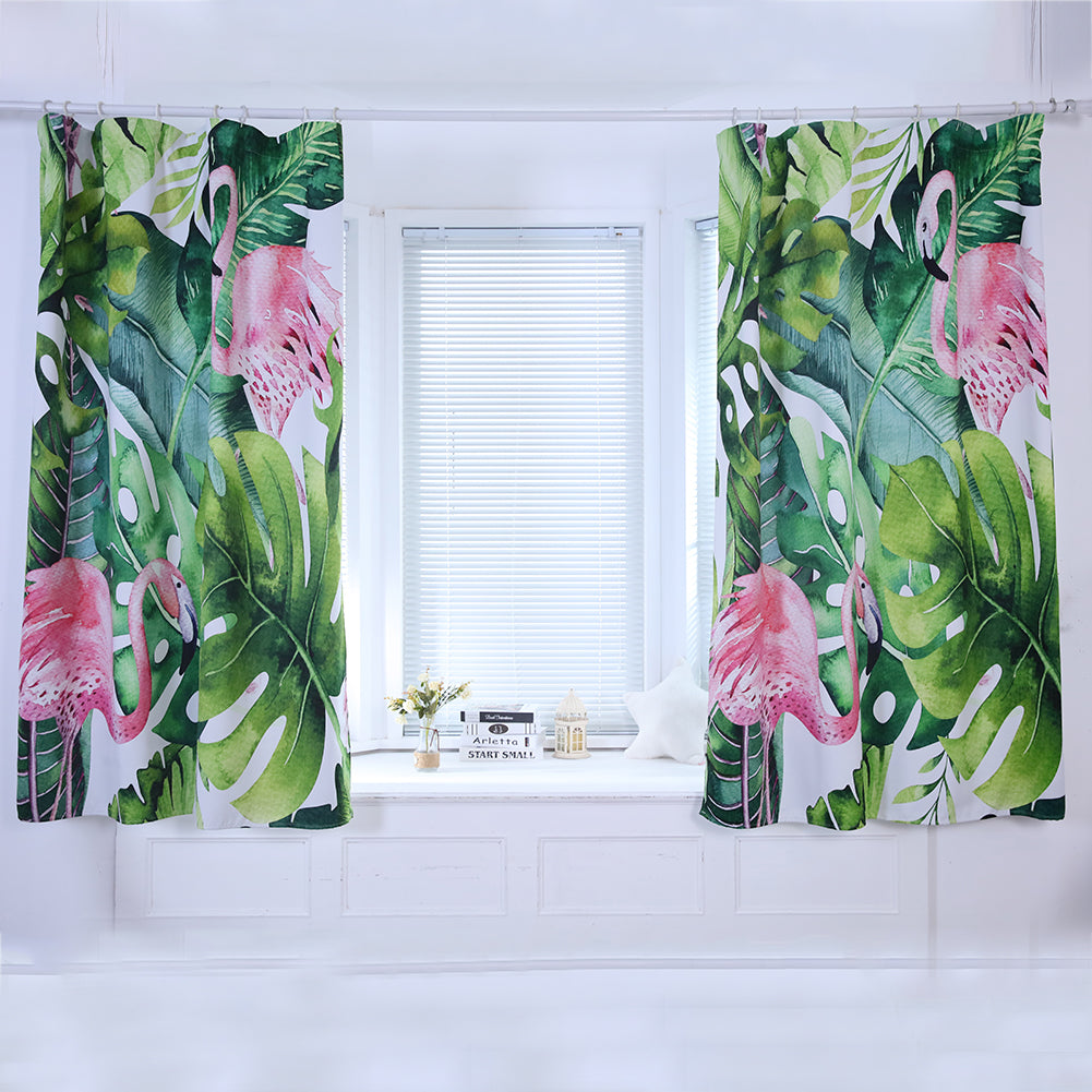 Tropical Leaves Flamingo High Shading Curtain Window Drape Valance Home Decor