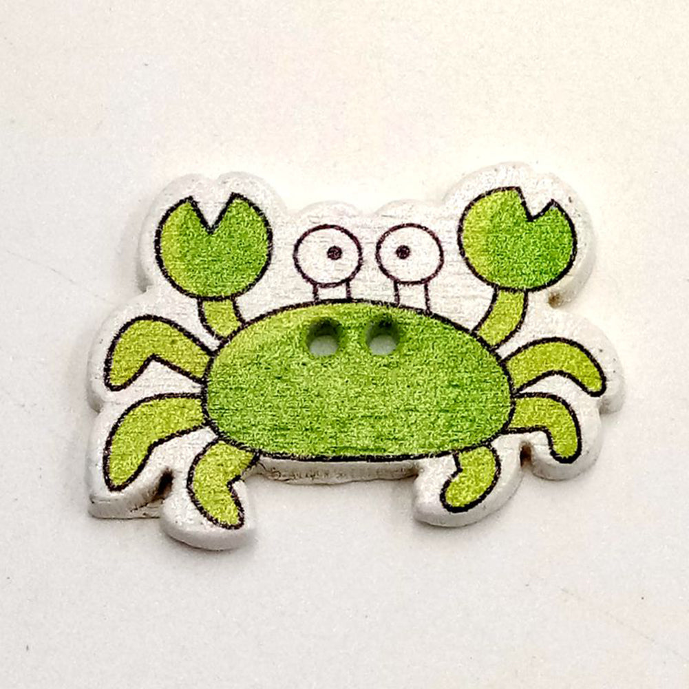 50Pcs Cartoon Sea Marine Animals Fish Crabs Seahorse 2 Holes Sewing Wood Buttons