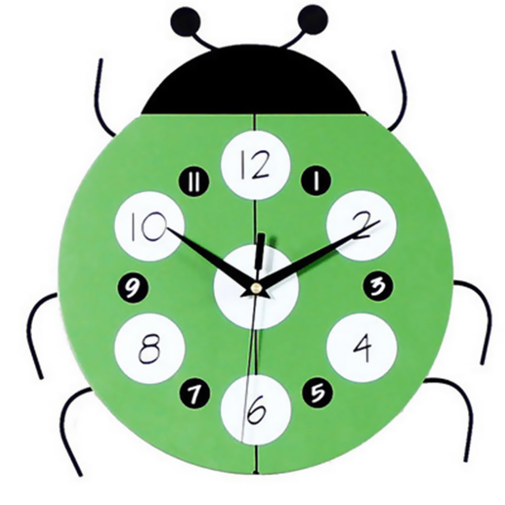 Creative Cartoon Ladybug Shape Wall Clock Kids Bedroom Living Room Home Decor