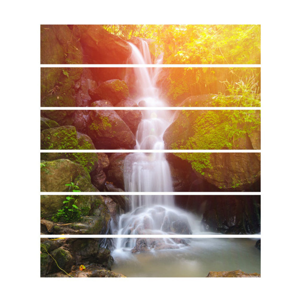 6Pcs 3D Waterproof DIY Forest Waterfall Stairs Staircase Stickers Home Decor