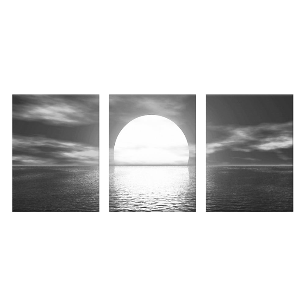 3 Pieces Modern Sunrise at Sea Wall Paintings No Frame Poster Living Room Decor