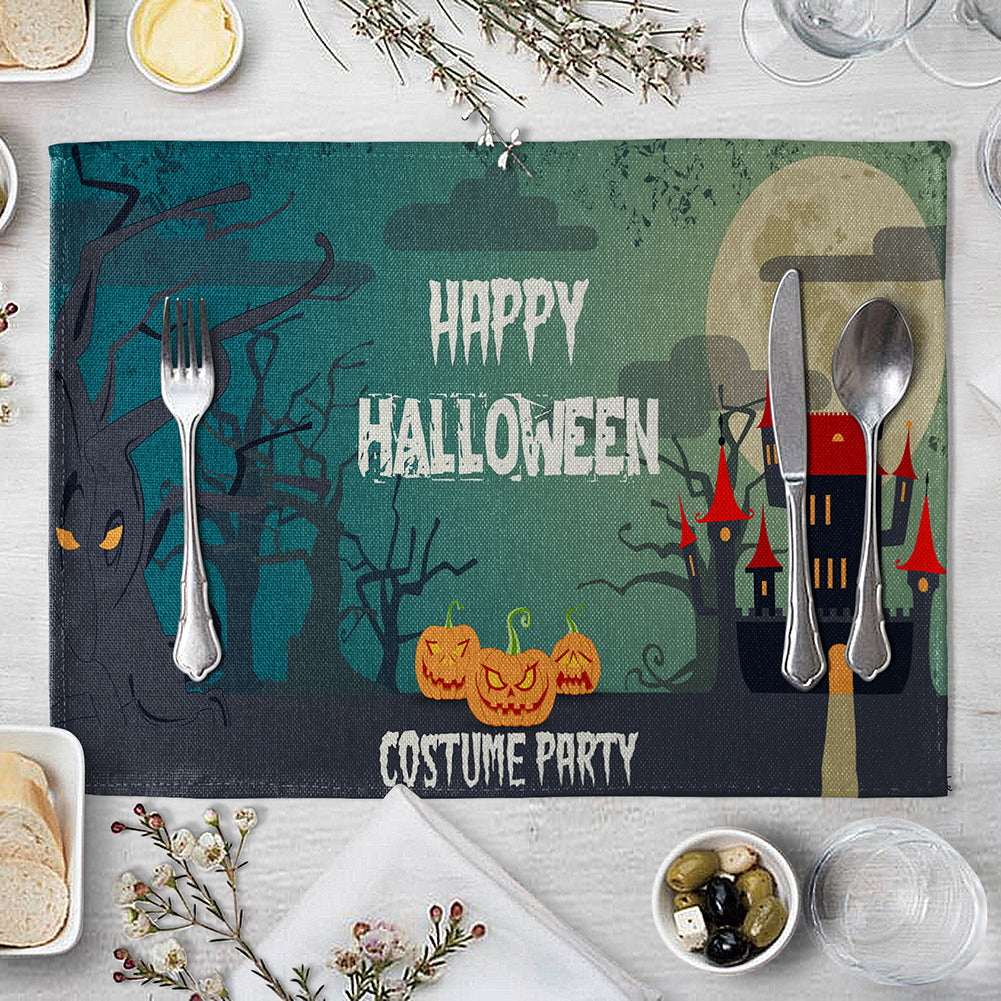 Halloween Style Heat Insulation Mat Linen Placemat Kitchen Dining Table Decor
