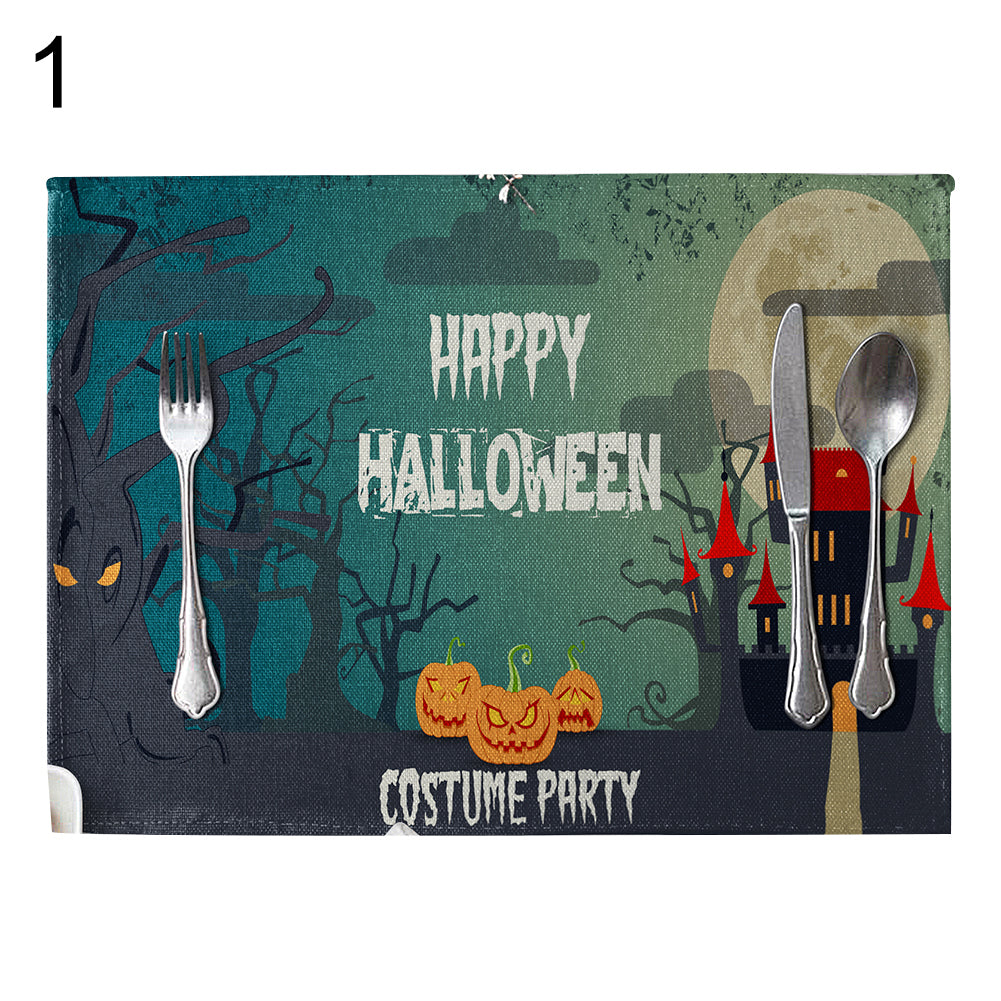 Halloween Style Heat Insulation Mat Linen Placemat Kitchen Dining Table Decor