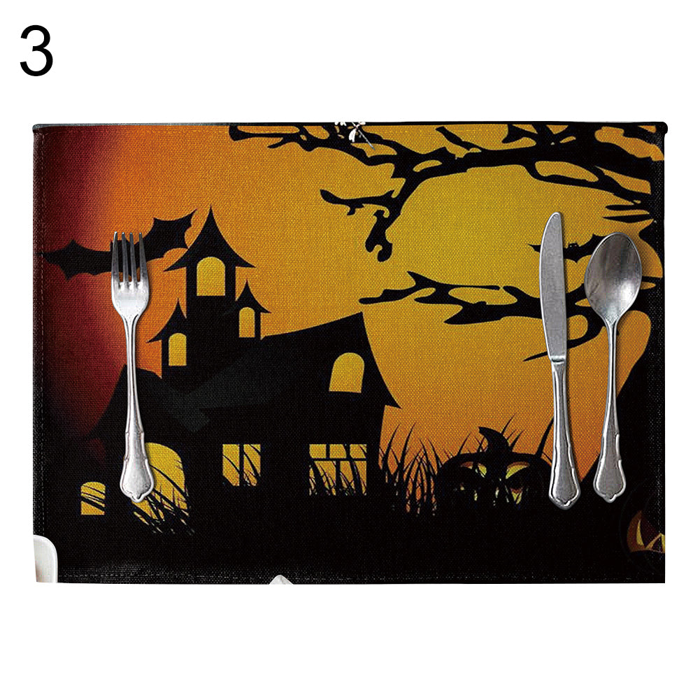 Halloween Style Heat Insulation Mat Linen Placemat Kitchen Dining Table Decor